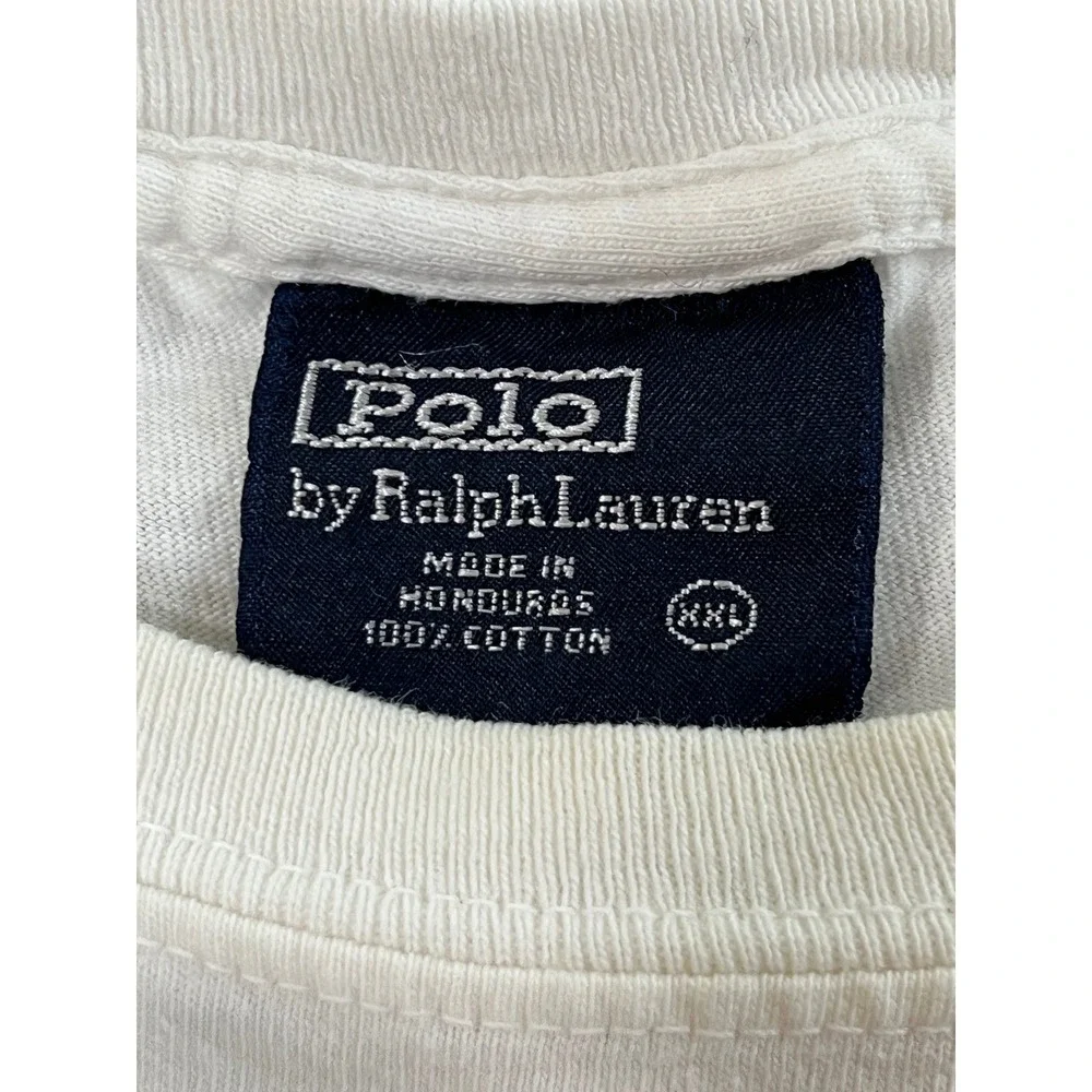 Polo Ralph Lauren T-Shirt Men's 2XL White Cotton Pony Logo Crew Neck long sleeve